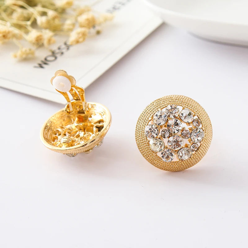 Vintage Rhinestone Clip Earrings Antique Plated Flower Jewelry