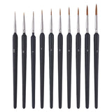 CPDD 10 Pcs Wolf Hair Detail Art Liner Painting Brush Set