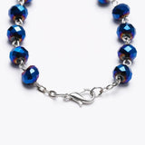 Dark Glass Beads Catholic One-Decade Rosary Crucifix Bracelet