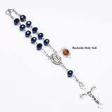 Dark Glass Beads Catholic One-Decade Rosary Crucifix Bracelet