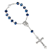 Dark Glass Beads Catholic One-Decade Rosary Crucifix Bracelet