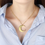Personalized Crescent Moon Necklace Stainless Steel