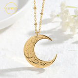 Personalized Crescent Moon Necklace Stainless Steel