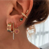 Vintage CZ Zircon Hoop Earrings Women's Drop Earrings