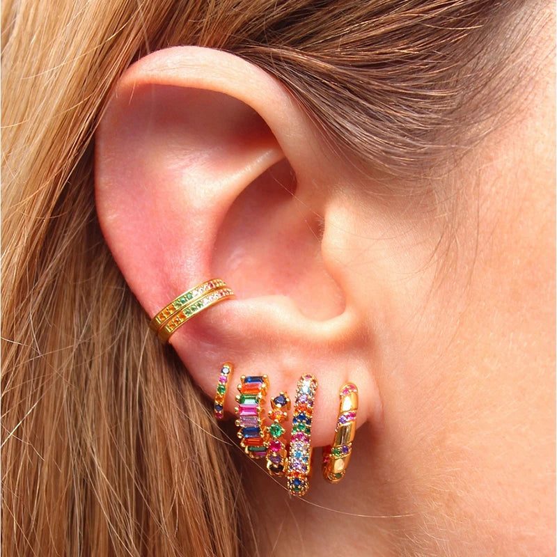 Vintage CZ Zircon Hoop Earrings Women's Drop Earrings