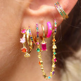 Wolf Tooth Dangle Earrings Oil Hoop Drop Silver Chain Women Jewelry
