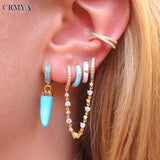 Wolf Tooth Dangle Earrings Oil Hoop Drop Silver Chain Women Jewelry