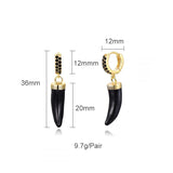 Wolf Tooth Dangle Earrings Oil Hoop Drop Silver Chain Women Jewelry
