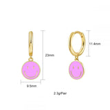 Smile Enamel CZ Hoop Stud Earrings Set Party Jewelry