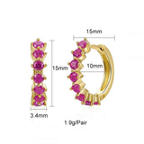 Red CZ Heart Dangle Earrings Set for Women