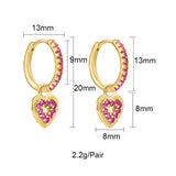 Red CZ Heart Dangle Earrings Set for Women