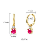Red CZ Heart Dangle Earrings Set for Women