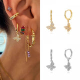 Silver Hoop Earrings Zircon Stud Earings