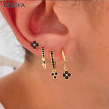 Plated Hoop Earrings with Cubic Zircon Ear Studs