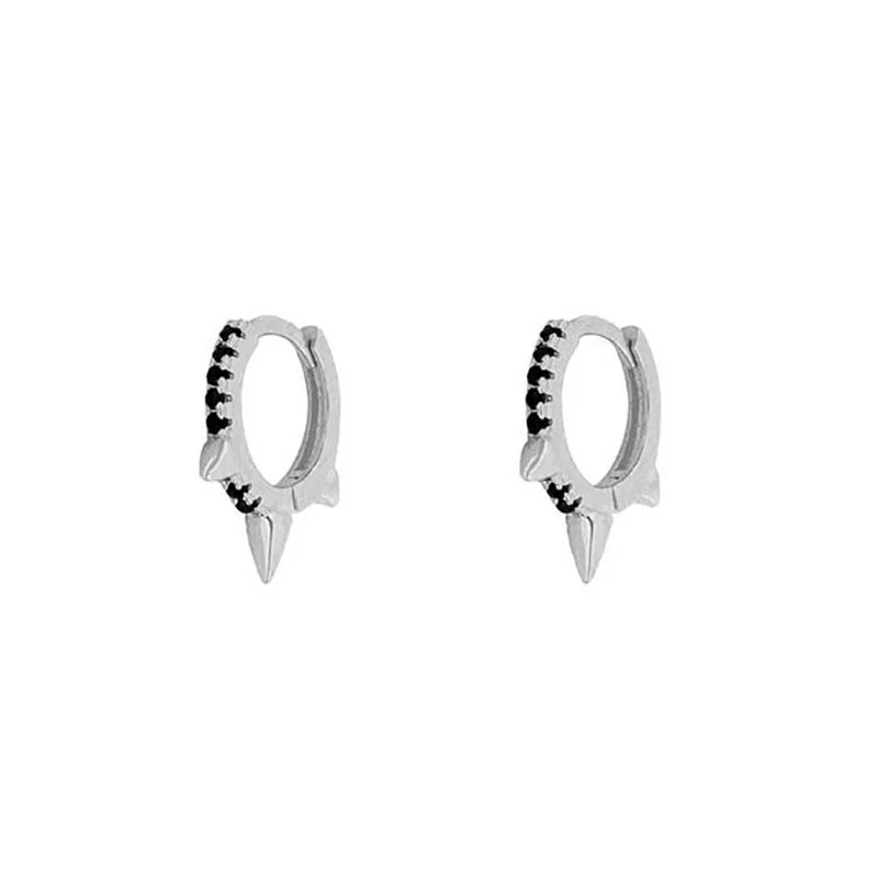 Plated Hoop Earrings with Cubic Zircon Ear Studs