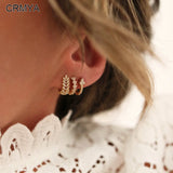 Plated Hoop Earrings CZ Zircon Ear Accessories
