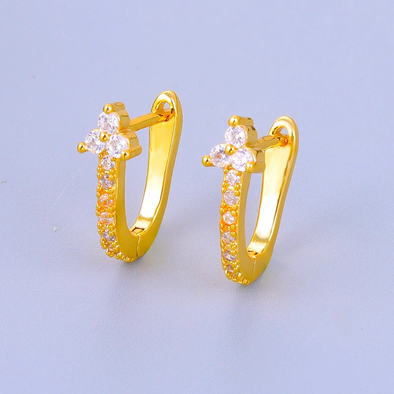 Plated Hoop Earrings CZ Zircon Ear Accessories