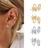 Silver Filled CZ Zircon Flower Ear Cuff Clip Earrings Non Piercing