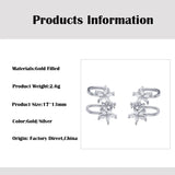 Silver Filled CZ Zircon Flower Ear Cuff Clip Earrings Non Piercing