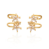 Silver Filled CZ Zircon Flower Ear Cuff Clip Earrings Non Piercing