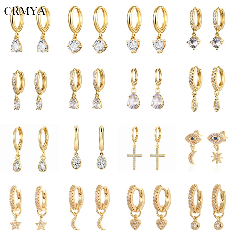 Vintage CZ Zircon Dangle Earrings Women Jewelry