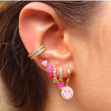 Boho Silver Drop Earrings Dripping Oil Smile