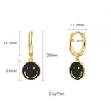 Boho Silver Drop Earrings Dripping Oil Smile