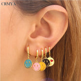 Boho Silver Drop Earrings Dripping Oil Smile