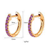 Silver Drop Hoop Earrings Purple CZ Zircon Dangle Jewelry