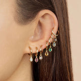 Silver Drop Hoop Earrings Purple CZ Zircon Dangle Jewelry