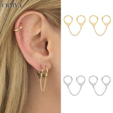 Handcuffs Hoop Earrings Silver Filled Piercing Tassel Double Round Jewelry