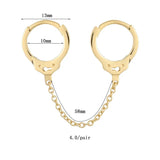 Handcuffs Hoop Earrings Silver Filled Piercing Tassel Double Round Jewelry