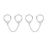 Handcuffs Hoop Earrings Silver Filled Piercing Tassel Double Round Jewelry