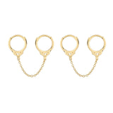 Handcuffs Hoop Earrings Silver Filled Piercing Tassel Double Round Jewelry