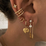 Silver Heart Dangle Earrings CZ Zircon Drop Girls Jewelry