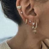 Silver Heart Dangle Earrings CZ Zircon Drop Girls Jewelry