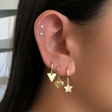 Silver Heart Dangle Earrings CZ Zircon Drop Girls Jewelry