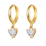 Silver Heart Dangle Earrings CZ Zircon Drop Girls Jewelry