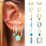 Silver Filled Hoop Drop Earrings Set CZ Zircon Dangle Earrings