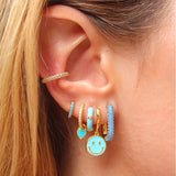 Silver Filled Hoop Drop Earrings Set CZ Zircon Dangle Earrings