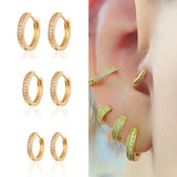 Silver Filled Hoop Earring for Women CZ Zircon Several Sizes Piercing Earrings