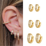Silver Filled Hoop Earring for Women CZ Zircon Several Sizes Piercing Earrings