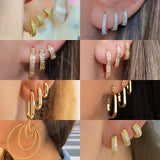 Silver Filled Hoop Earring for Women CZ Zircon Several Sizes Piercing Earrings