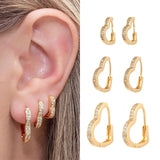 Silver Filled Hoop Earring for Women CZ Zircon Several Sizes Piercing Earrings