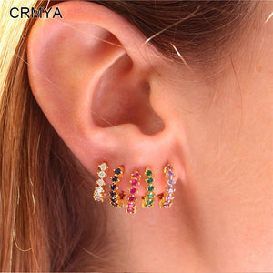 Silver Hoop Earrings CZ Zircon Piercing Circle Jewelry