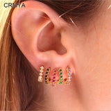 Silver Hoop Earrings CZ Zircon Piercing Circle Jewelry