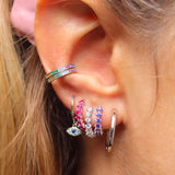 Silver Hoop Earrings CZ Zircon Piercing Circle Jewelry