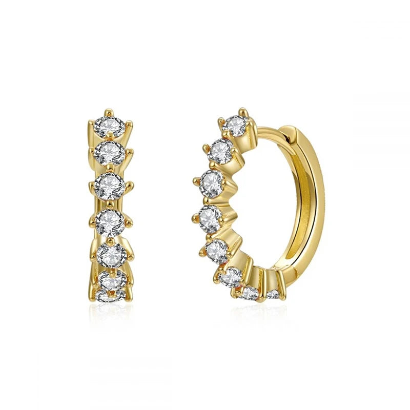 Silver Hoop Earrings CZ Zircon Piercing Circle Jewelry