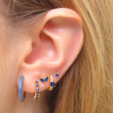 Silver Hoop Earrings CZ Zircon Piercing Circle Jewelry