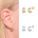Silver Filled Hoop Earrings Big CZ Zircon Huggie Earring Circle Ear Rings